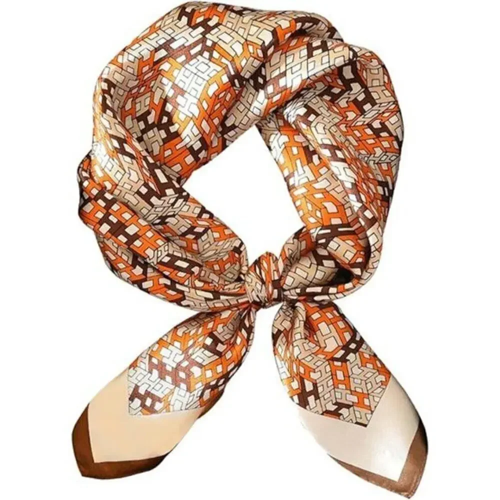 Hair Bandanas Scarf For Women Lightweight Orange Fashion Neck Silk Satin Head